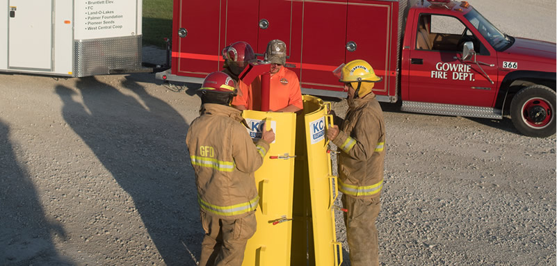 Firefighters Practice With Equipment
